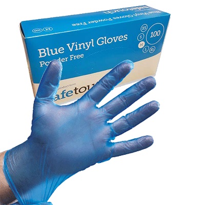 500 x Strong Blue Vinyl Powder Free Disposable Gloves - Large Size