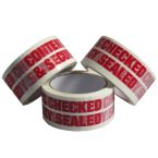 6 x Rolls Of CONTENTS CHECKED Printed Packing Tape 48mm x 66M