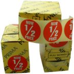 2000 x "NOW 1/2 PRICE" Retail Self Adhesive Price Labels Stickers