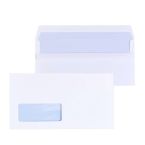 250 x DL White Window Self Seal Envelopes 110x220mm , 80gsm