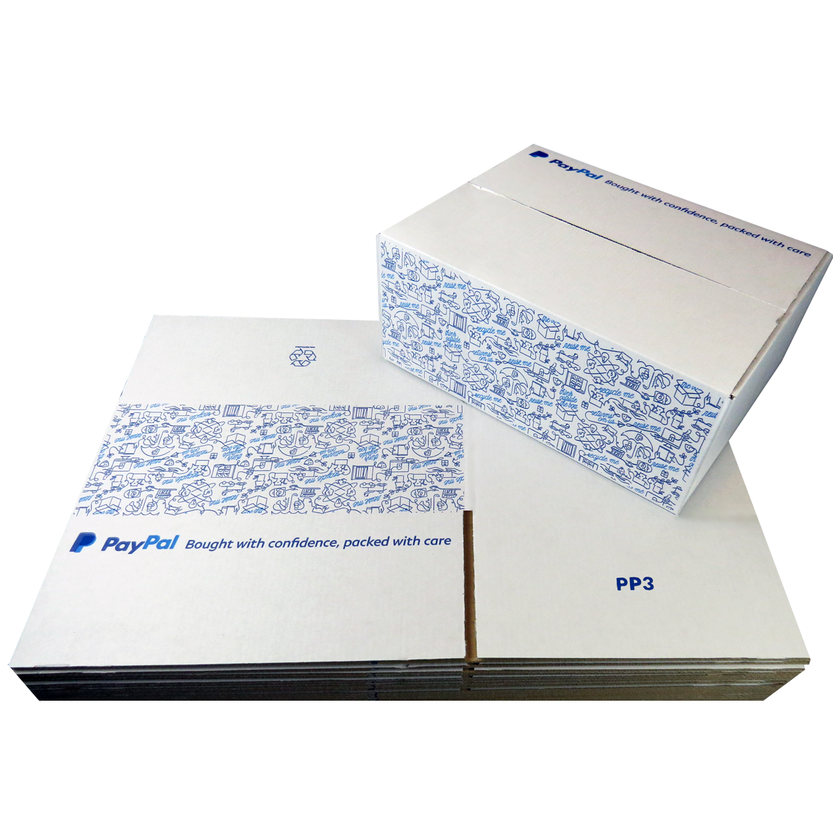 10 x PP3 PayPal Branded Quality White Single Wall Cardboard Postal Mailing Boxes 335x260x135mm